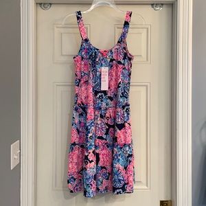 BNWT Lilly Pulitzer Loro Dress High Tide Navy In Turtle Amazement Size S/M